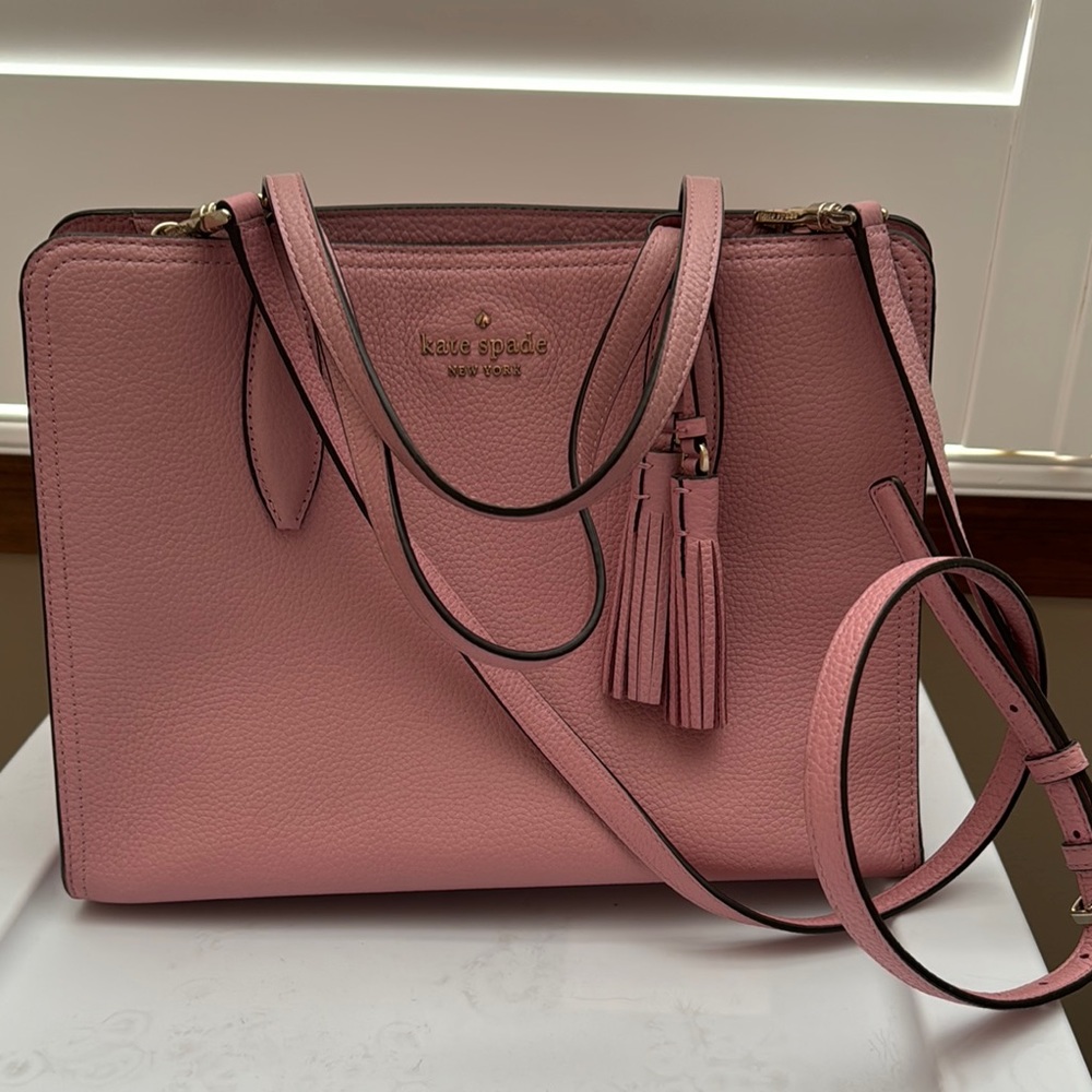 Kate Spade Pink Shoulder Bag with Adjustable Strap and Tassel